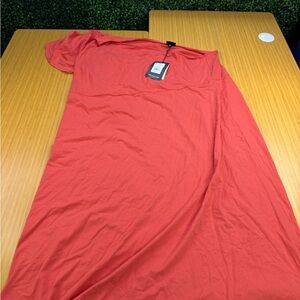 Who What Wear Womens One Shoulder Cotton Dress Size 3X Orange Flutter Sleeve